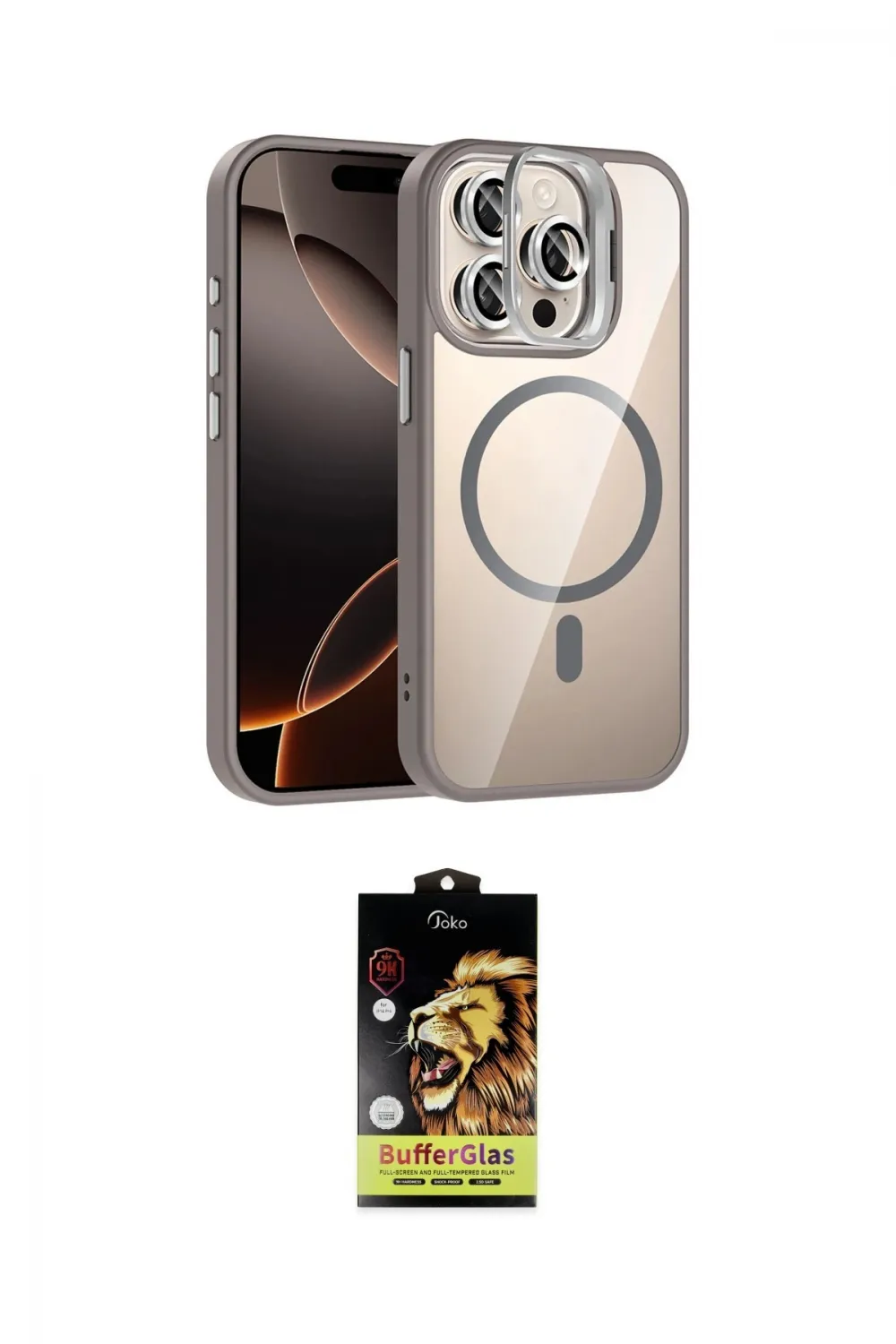 ieg™ iPhone 14 Pro Max Kılıf Yadigar Asil Koleksiyonu - Siyah Buffer Cam Ekran Koruyucu