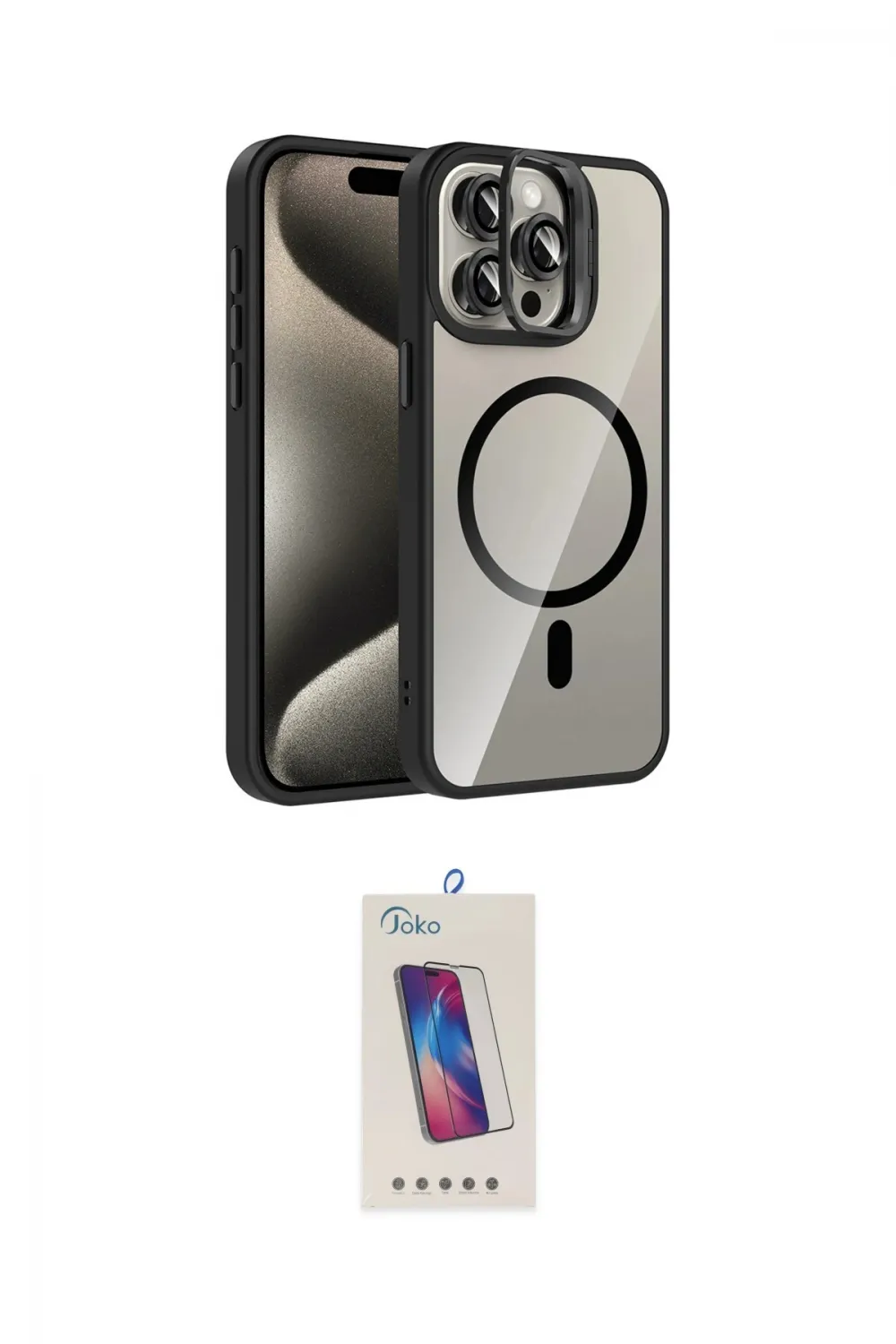 ieg™ iPhone 14 Pro Max Kılıf Yadigar Asil Koleksiyonu - Siyah Joko 5D Cam