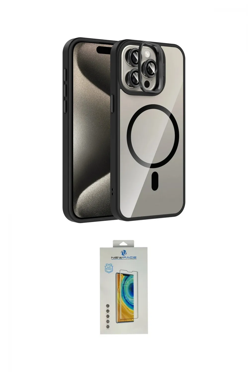 ieg™ iPhone 14 Pro Max Kılıf Yadigar Asil Koleksiyonu - Siyah Polymer Nano Ekran Koruyucu