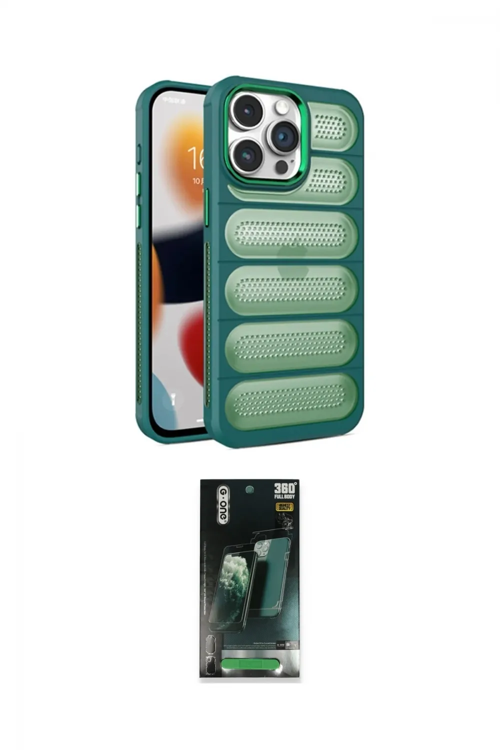 ieg™ iPhone 14 Pro Max Kılıf Yadigar Doku Özel Seri - Şeffaf 360 Full Body Arka Koruyucu