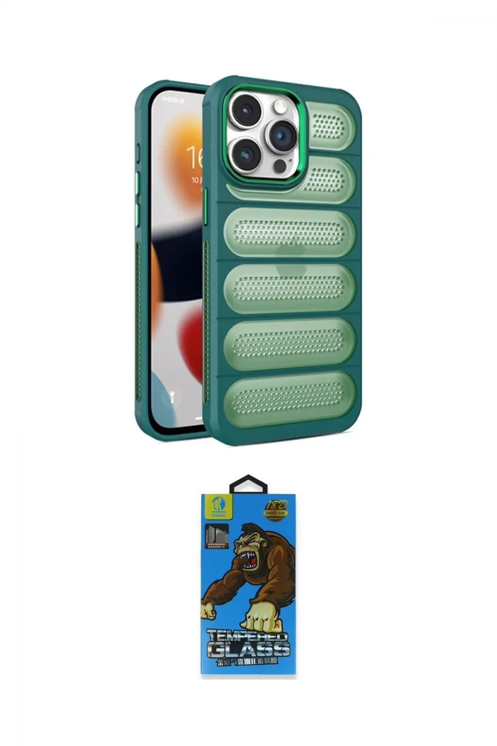 ieg™ iPhone 14 Pro Max Kılıf Yadigar Doku Özel Seri - Siyah 18D Cam Ekran Koruyucu