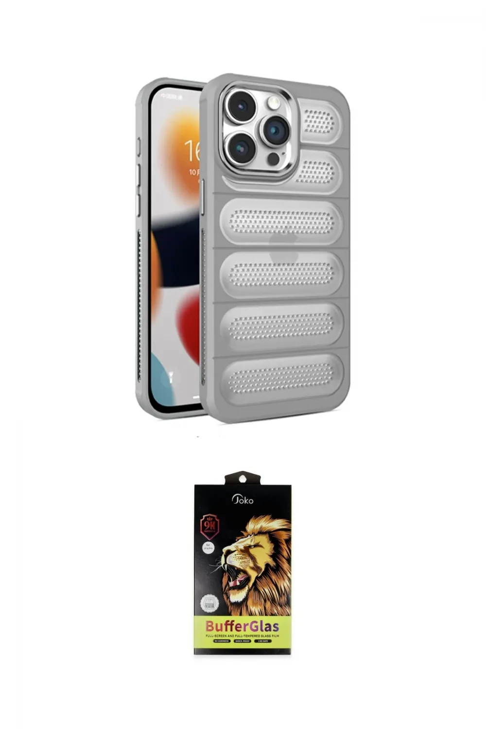 ieg™ iPhone 14 Pro Max Kılıf Yadigar Doku Özel Seri - Siyah Buffer Cam Ekran Koruyucu