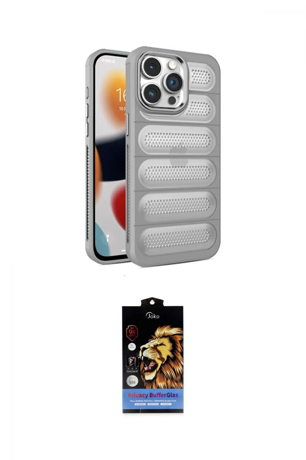 ieg™ iPhone 14 Pro Max Kılıf Yadigar Doku Özel Seri - Siyah Buffer Hayalet Cam Ekran Koruyucu