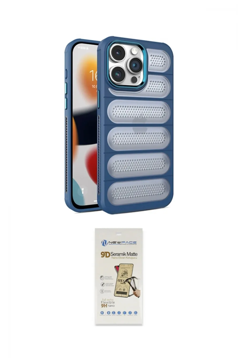 ieg™ iPhone 14 Pro Max Kılıf Yadigar Doku Özel Seri - Siyah Mat Seramik Nano Ekran Koruyucu