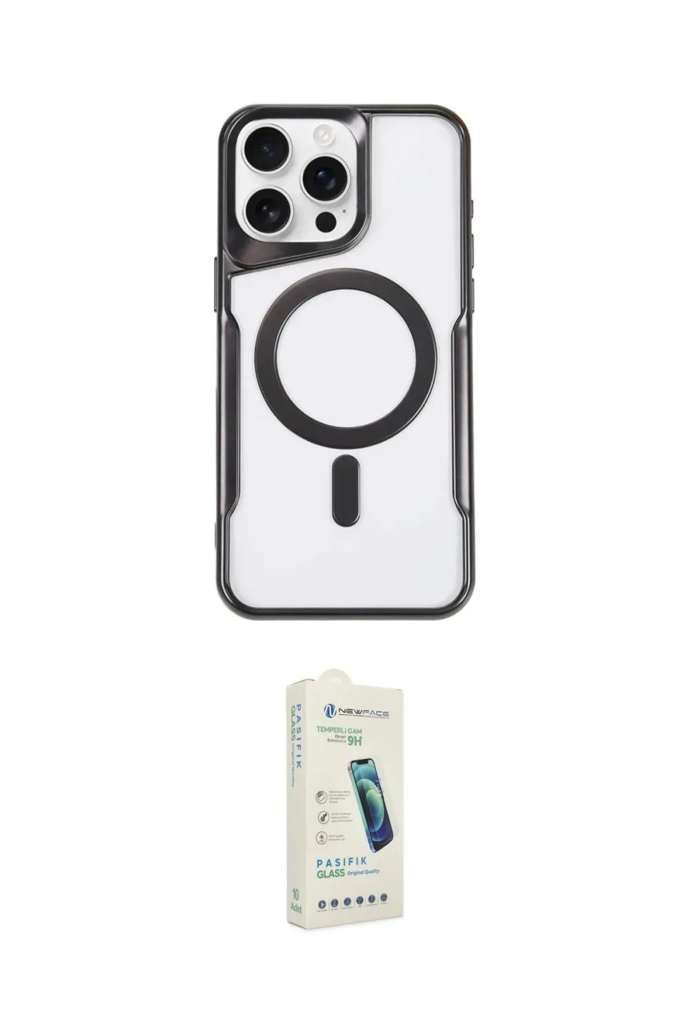 ieg™ iPhone 14 Pro Max Kılıf Yadigar Klasik Özel Seri - Şeffaf Pasifik Cam Ekran Koruyucu