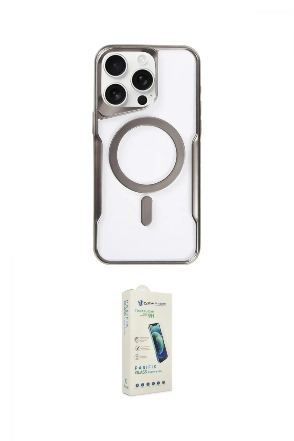 ieg™ iPhone 14 Pro Max Kılıf Yadigar Klasik Özel Seri - Şeffaf Pasifik Cam Ekran Koruyucu