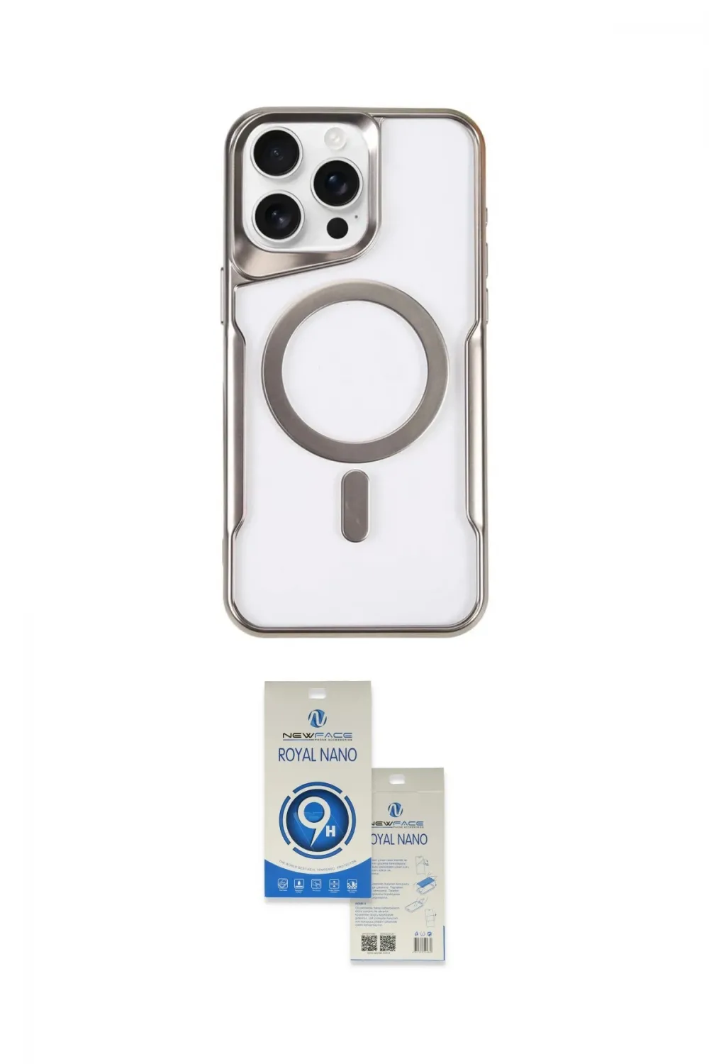 ieg™ iPhone 14 Pro Max Kılıf Yadigar Klasik Özel Seri - Şeffaf Royal Nano Ekran Koruyucu