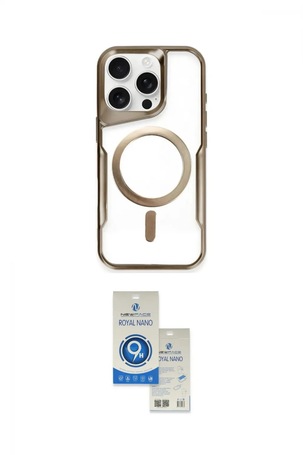 ieg™ iPhone 14 Pro Max Kılıf Yadigar Klasik Özel Seri - Şeffaf Royal Nano Ekran Koruyucu
