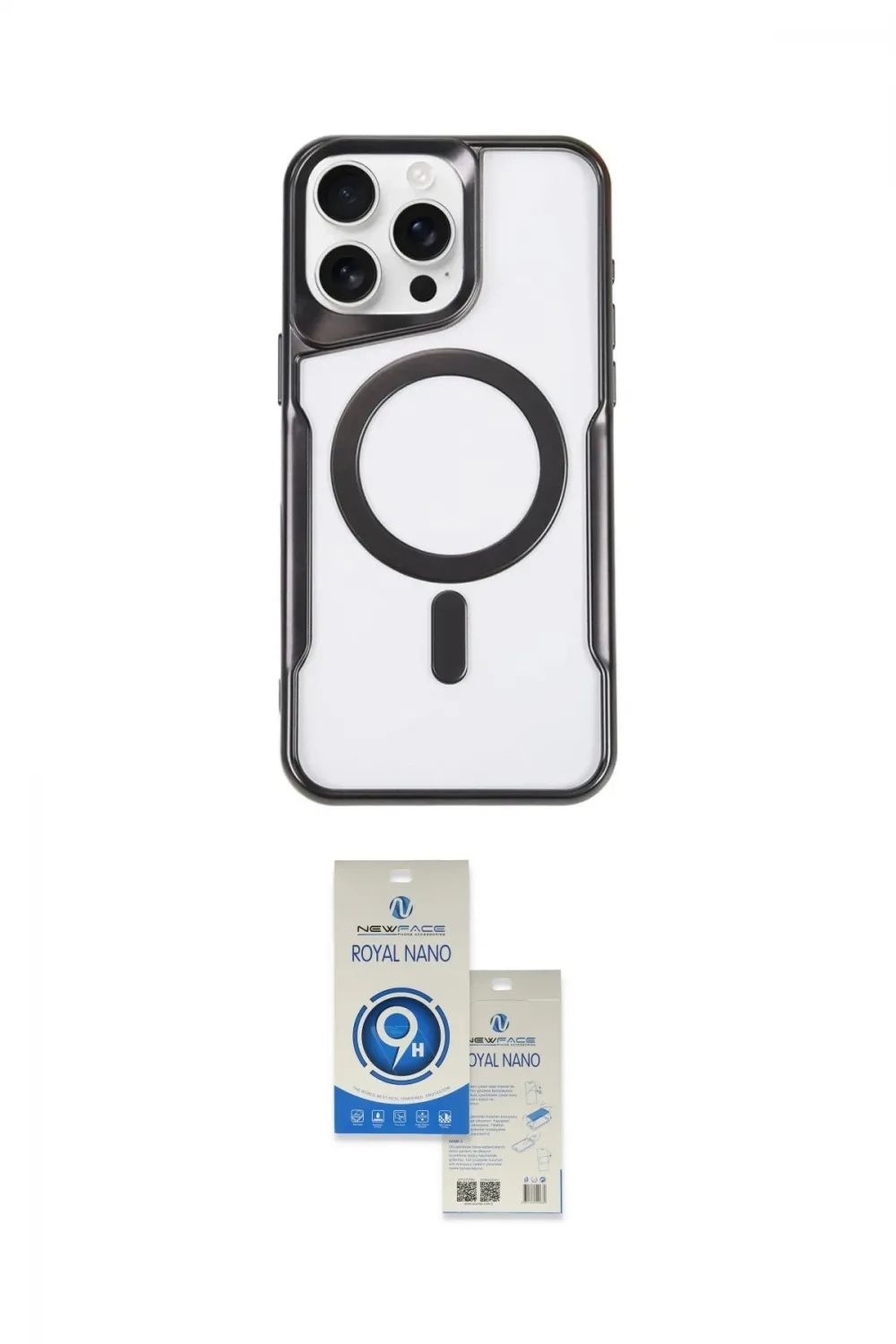 ieg™ iPhone 14 Pro Max Kılıf Yadigar Klasik Özel Seri - Şeffaf Royal Nano Ekran Koruyucu