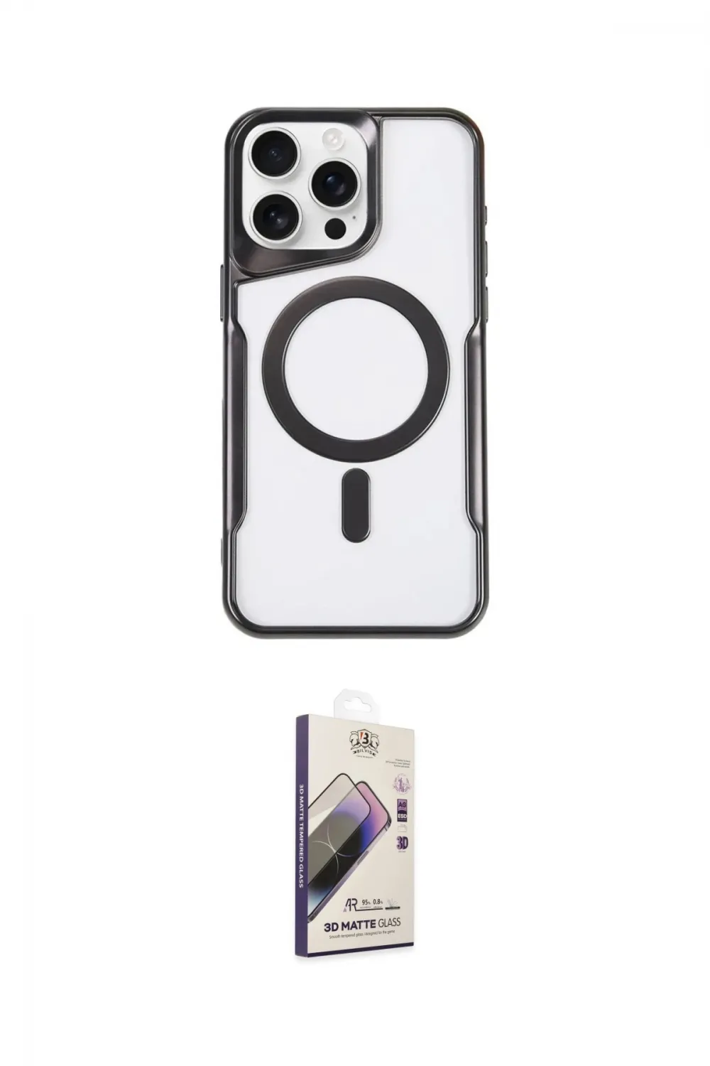 ieg™ iPhone 14 Pro Max Kılıf Yadigar Klasik Özel Seri - Siyah Bilvis 3D Mat Cam Ekran Koruyucu
