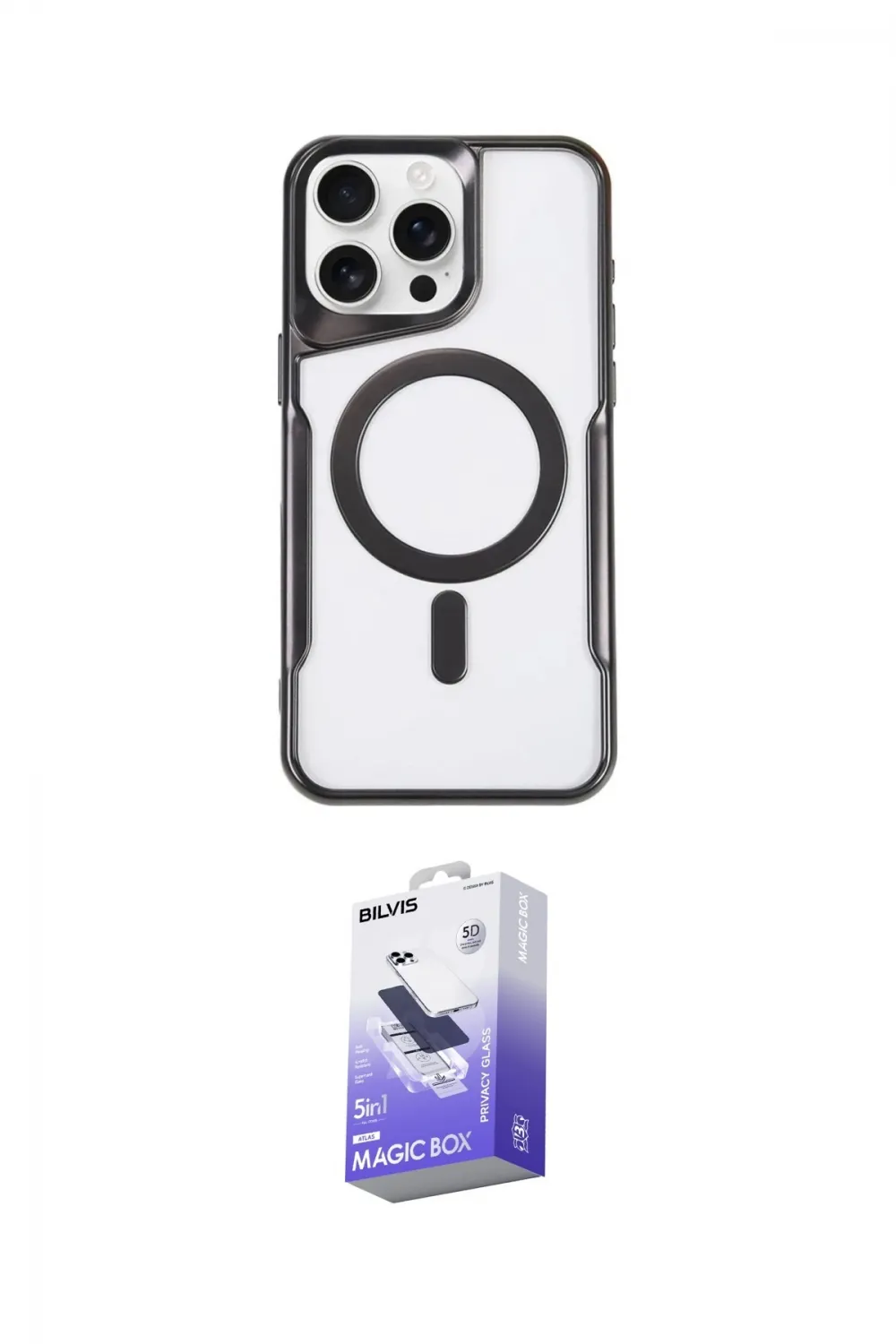 ieg™ iPhone 14 Pro Max Kılıf Yadigar Klasik Özel Seri - Siyah Bilvis 5in1 5D Magic Hayalet Cam Ekran Koruyucu