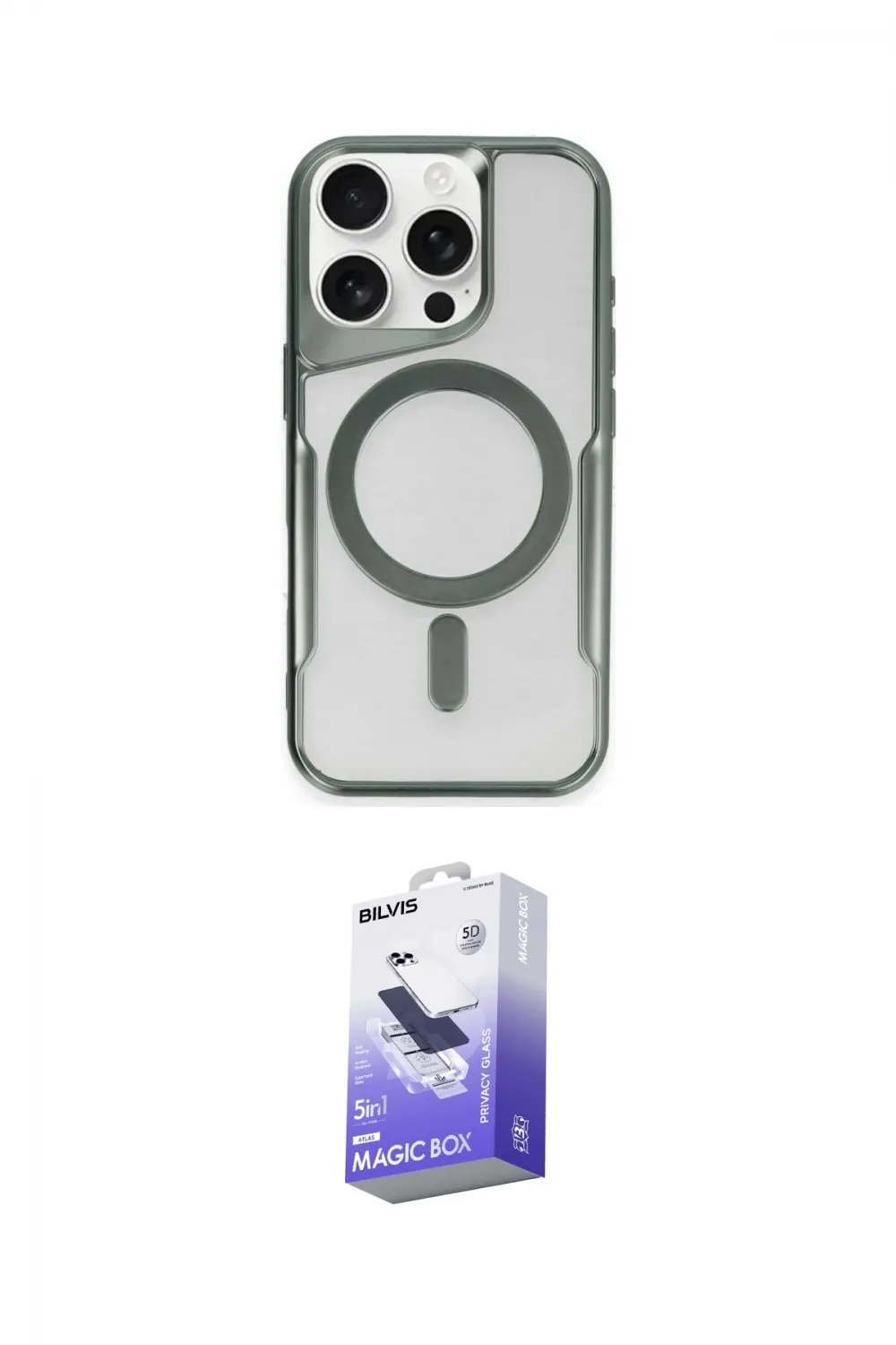 ieg™ iPhone 14 Pro Max Kılıf Yadigar Klasik Özel Seri - Siyah Bilvis 5in1 5D Magic Hayalet Cam Ekran Koruyucu