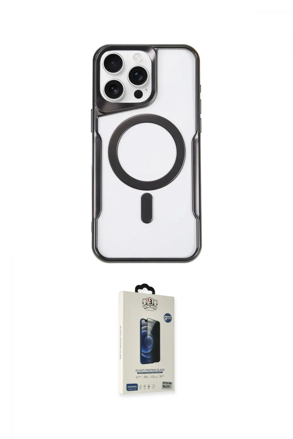 ieg™ iPhone 14 Pro Max Kılıf Yadigar Klasik Özel Seri - Siyah Bilvis Hayalet Cam Ekran Koruyucu