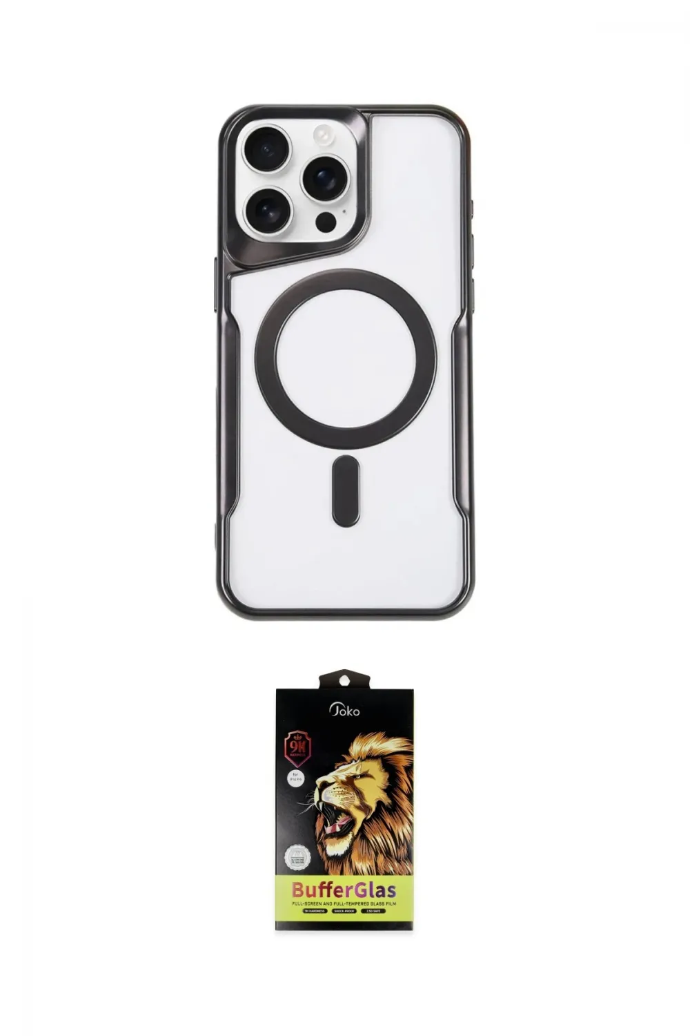ieg™ iPhone 14 Pro Max Kılıf Yadigar Klasik Özel Seri - Siyah Buffer Cam Ekran Koruyucu