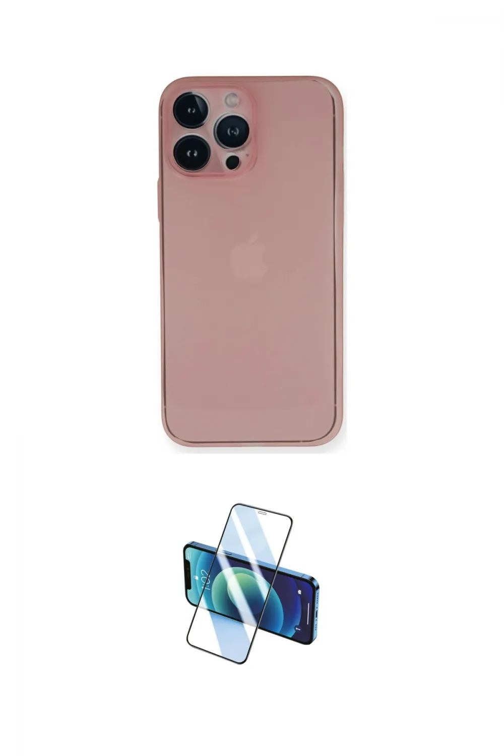 ieg™ iPhone 14 Pro Max Kılıf Yadigar Yansıma Serisi - Siyah 3D Antistatik Cam Ekran Koruyucu