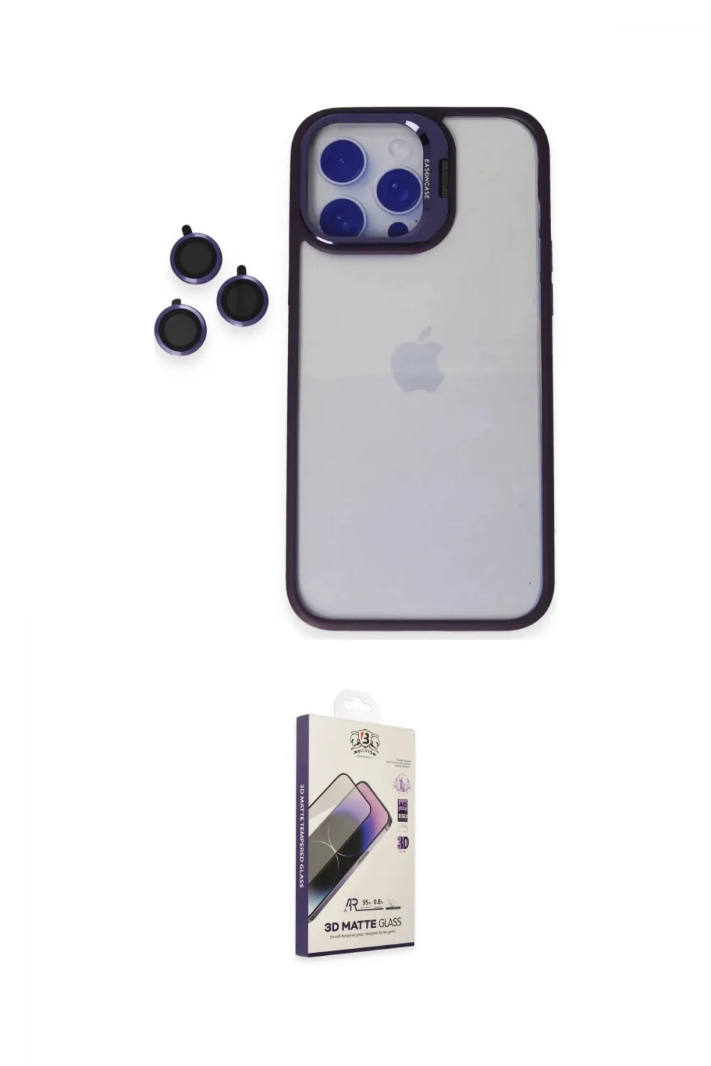 ieg™ iPhone 14 Pro Max Kılıf Yankı Asil Serisi - Siyah Bilvis 3D Mat Cam Ekran Koruyucu
