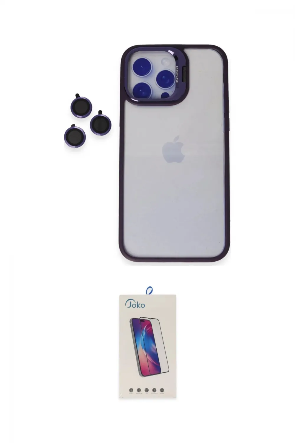 ieg™ iPhone 14 Pro Max Kılıf Yankı Asil Serisi - Siyah Joko 5D Cam