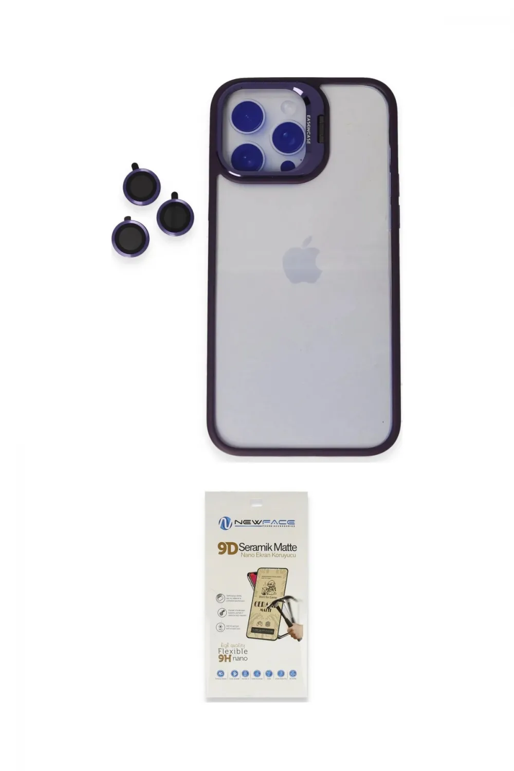 ieg™ iPhone 14 Pro Max Kılıf Yankı Asil Serisi - Siyah Mat Seramik Nano Ekran Koruyucu