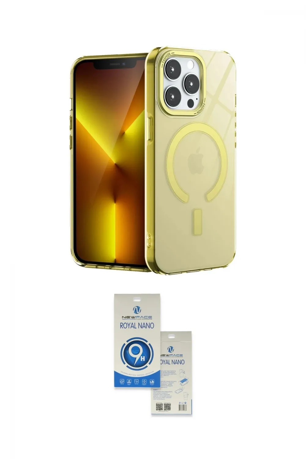 ieg™ iPhone 14 Pro Max Kılıf Yankı Çizgi - Şeffaf Royal Nano Ekran Koruyucu