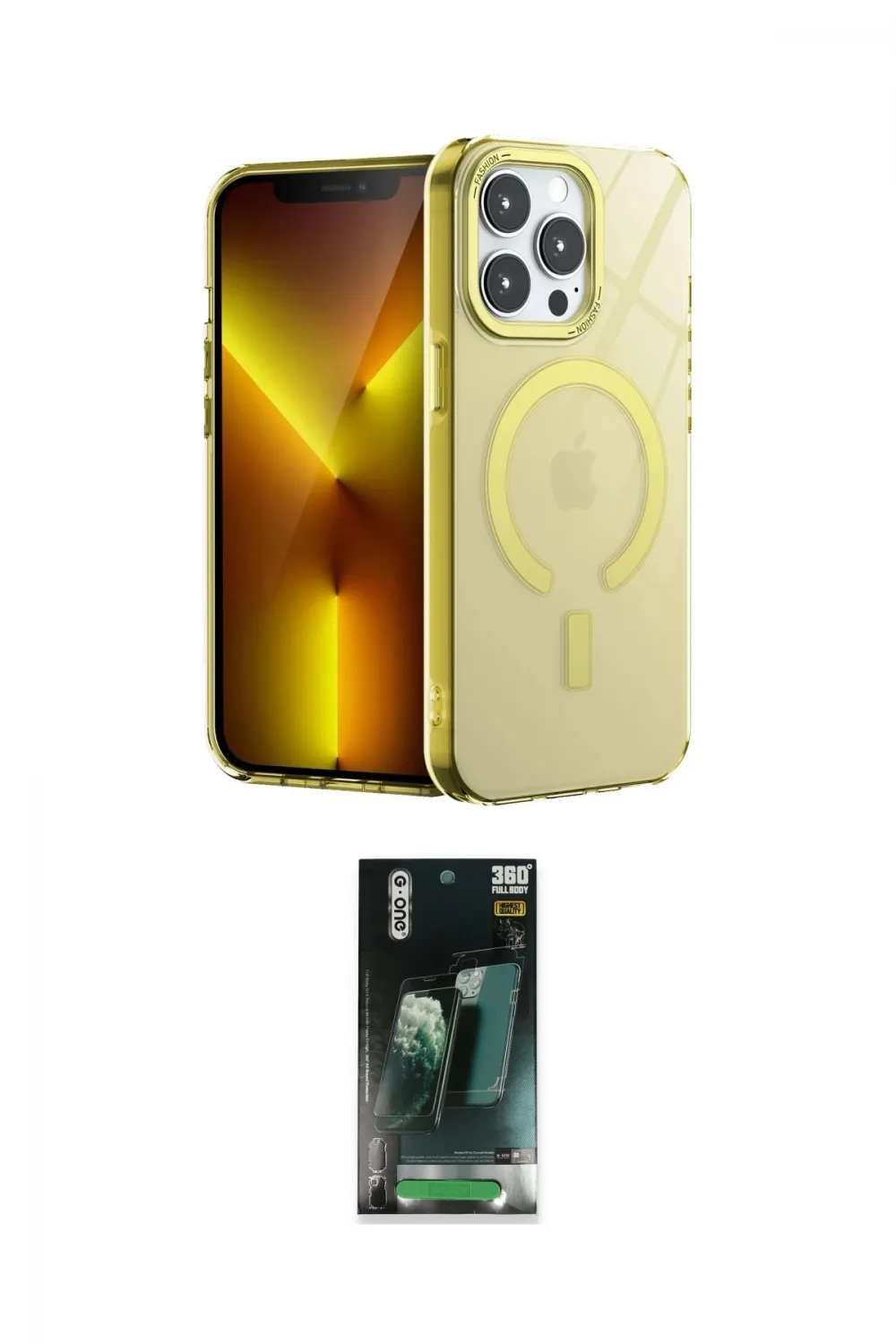 ieg™ iPhone 14 Pro Max Kılıf Yankı Çizgi - Siyah 360 Mat Full Body Arka Koruyucu