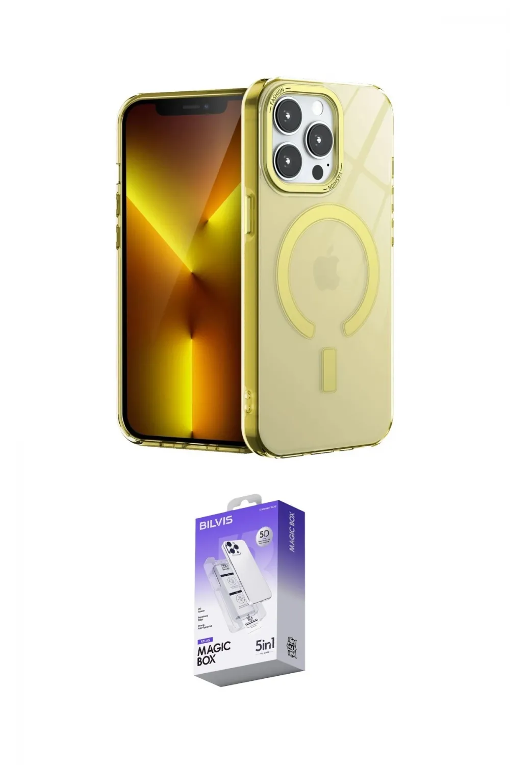 ieg™ iPhone 14 Pro Max Kılıf Yankı Çizgi - Siyah Bilvis 5in1 3D Magic Cam Ekran Koruyucu