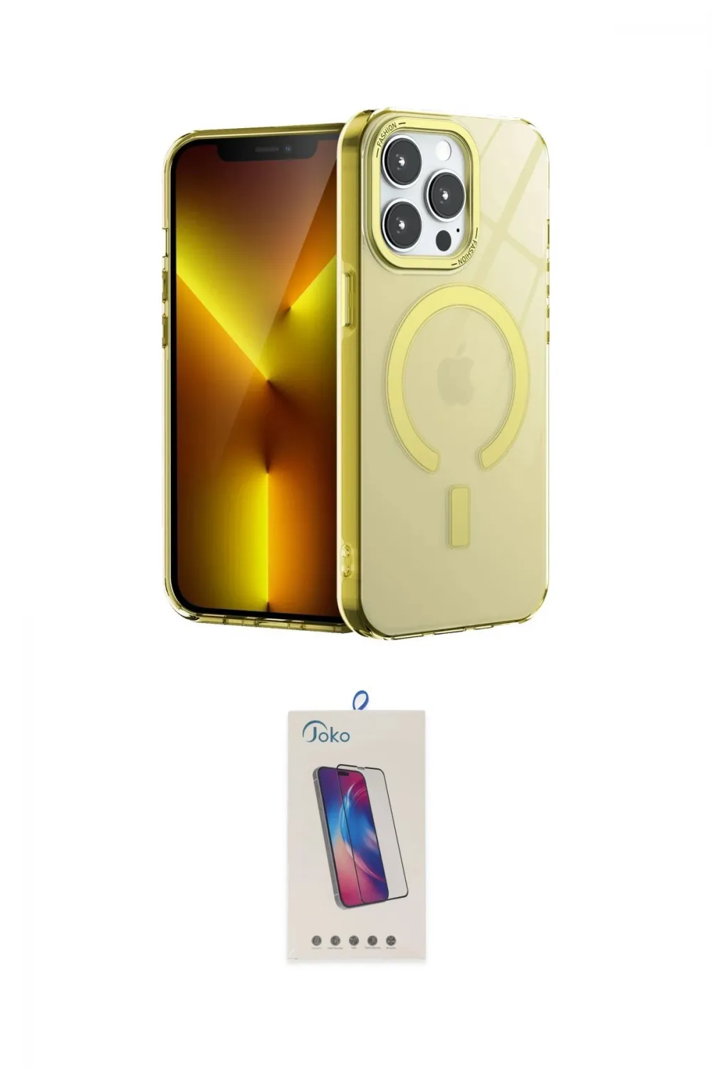 ieg™ iPhone 14 Pro Max Kılıf Yankı Çizgi - Siyah Joko 5D Cam