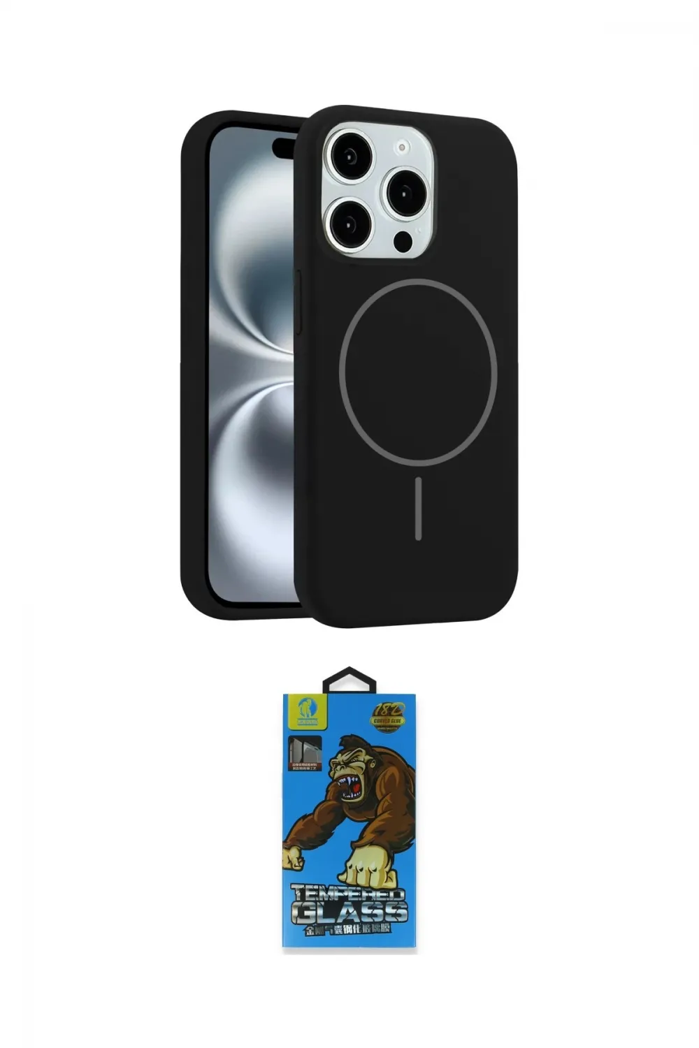 ieg™ iPhone 14 Pro Max Kılıf Yankı Form Serisi - Siyah 18D Cam Ekran Koruyucu
