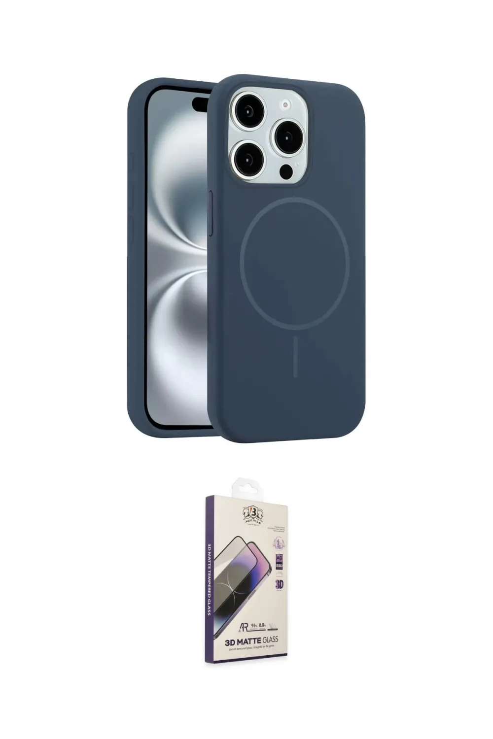 ieg™ iPhone 14 Pro Max Kılıf Yankı Form Serisi - Siyah Bilvis 3D Mat Cam Ekran Koruyucu
