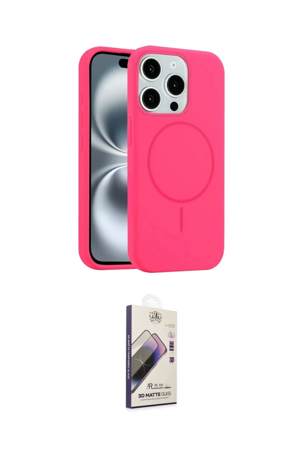 ieg™ iPhone 14 Pro Max Kılıf Yankı Form Serisi - Siyah Bilvis 3D Mat Cam Ekran Koruyucu