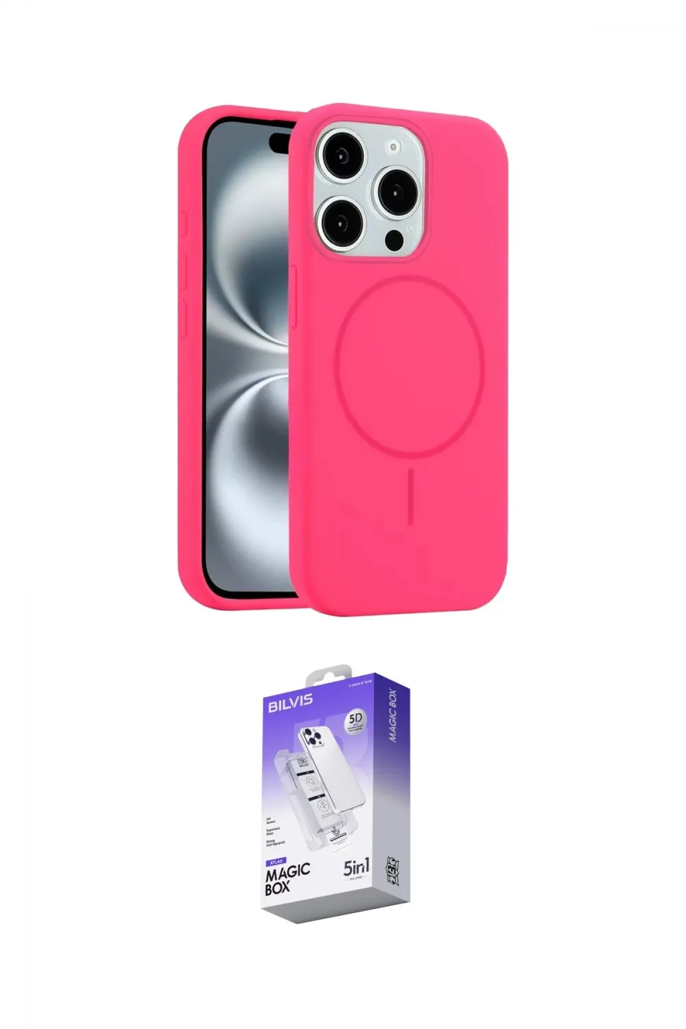ieg™ iPhone 14 Pro Max Kılıf Yankı Form Serisi - Siyah Bilvis 5in1 3D Magic Cam Ekran Koruyucu