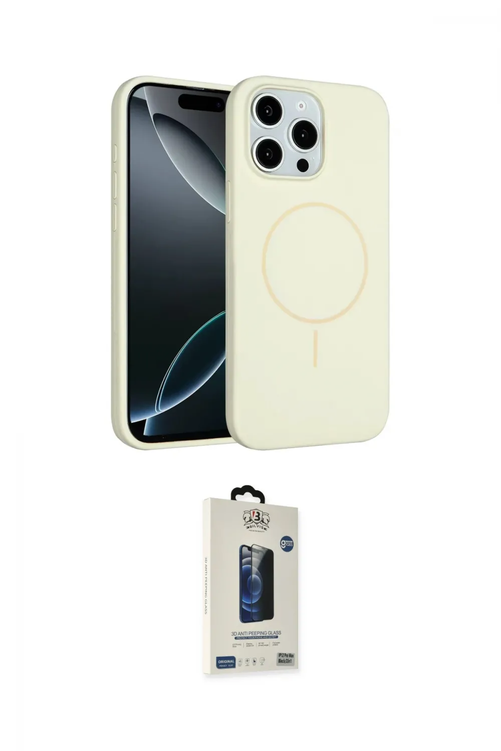 ieg™ iPhone 14 Pro Max Kılıf Yankı Form Serisi - Siyah Bilvis Hayalet Cam Ekran Koruyucu