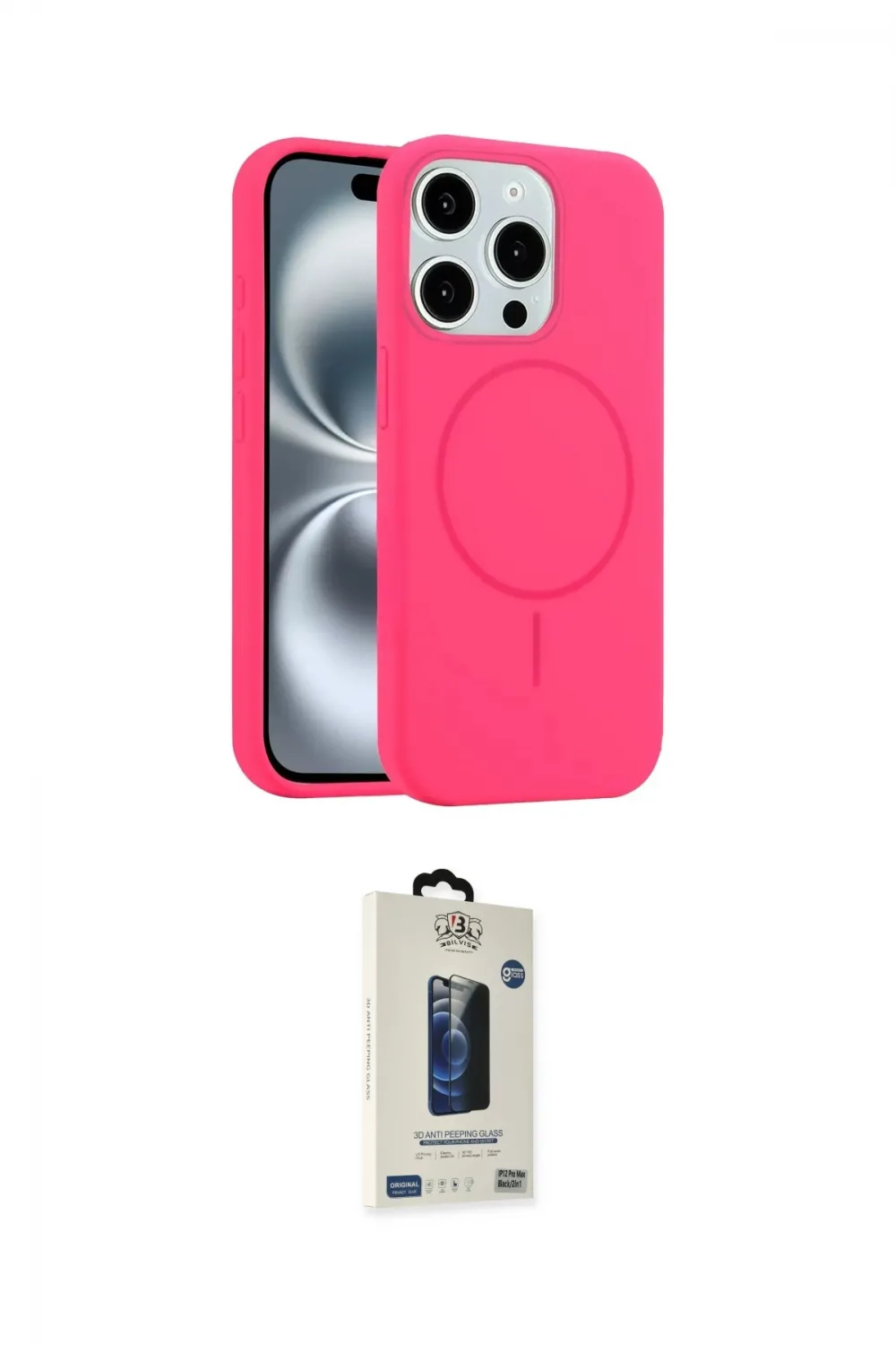 ieg™ iPhone 14 Pro Max Kılıf Yankı Form Serisi - Siyah Bilvis Hayalet Cam Ekran Koruyucu