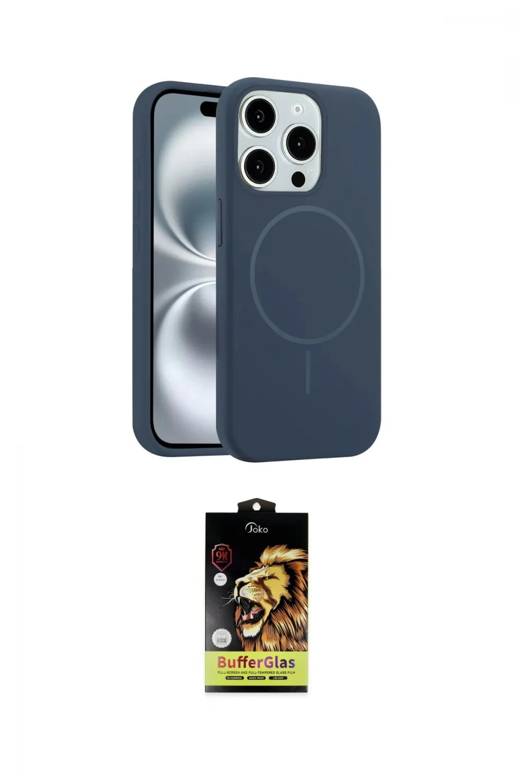 ieg™ iPhone 14 Pro Max Kılıf Yankı Form Serisi - Siyah Buffer Cam Ekran Koruyucu
