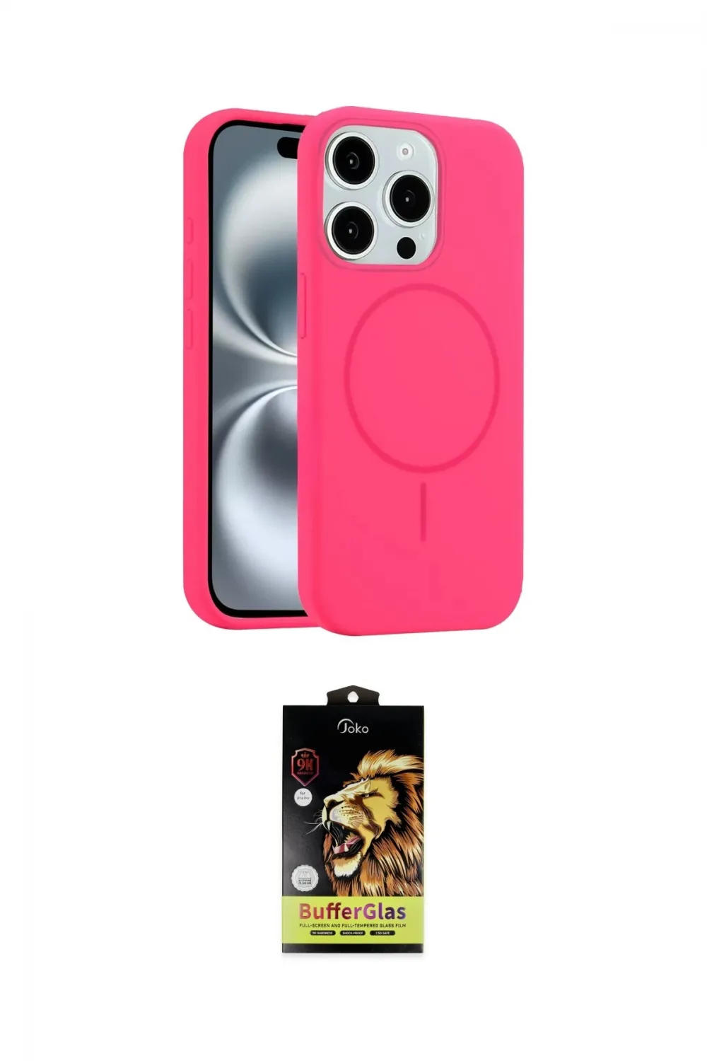 ieg™ iPhone 14 Pro Max Kılıf Yankı Form Serisi - Siyah Buffer Cam Ekran Koruyucu