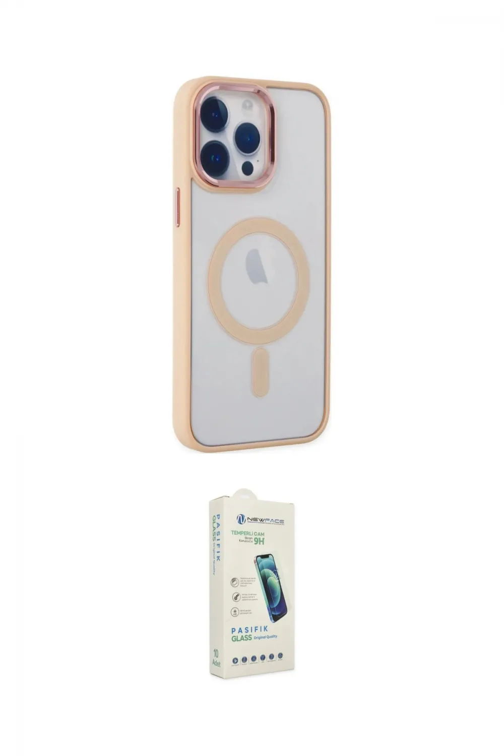 ieg™ iPhone 14 Pro Max Kılıf Yankı Işık Özel Seri - Şeffaf Pasifik Cam Ekran Koruyucu