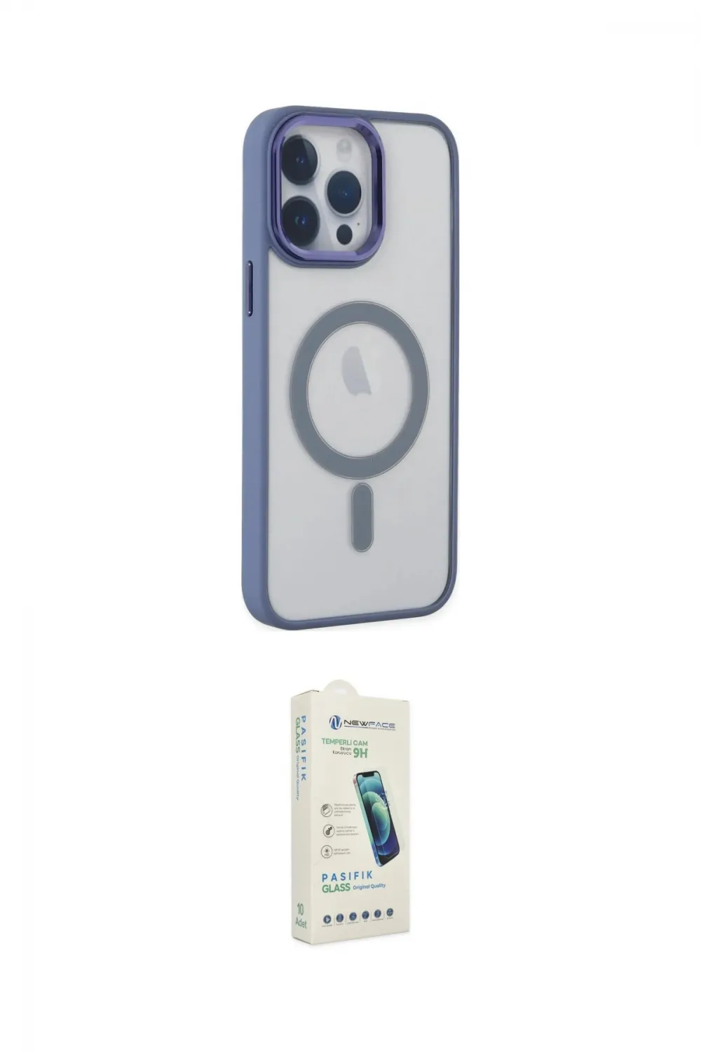 ieg™ iPhone 14 Pro Max Kılıf Yankı Işık Özel Seri - Şeffaf Pasifik Cam Ekran Koruyucu