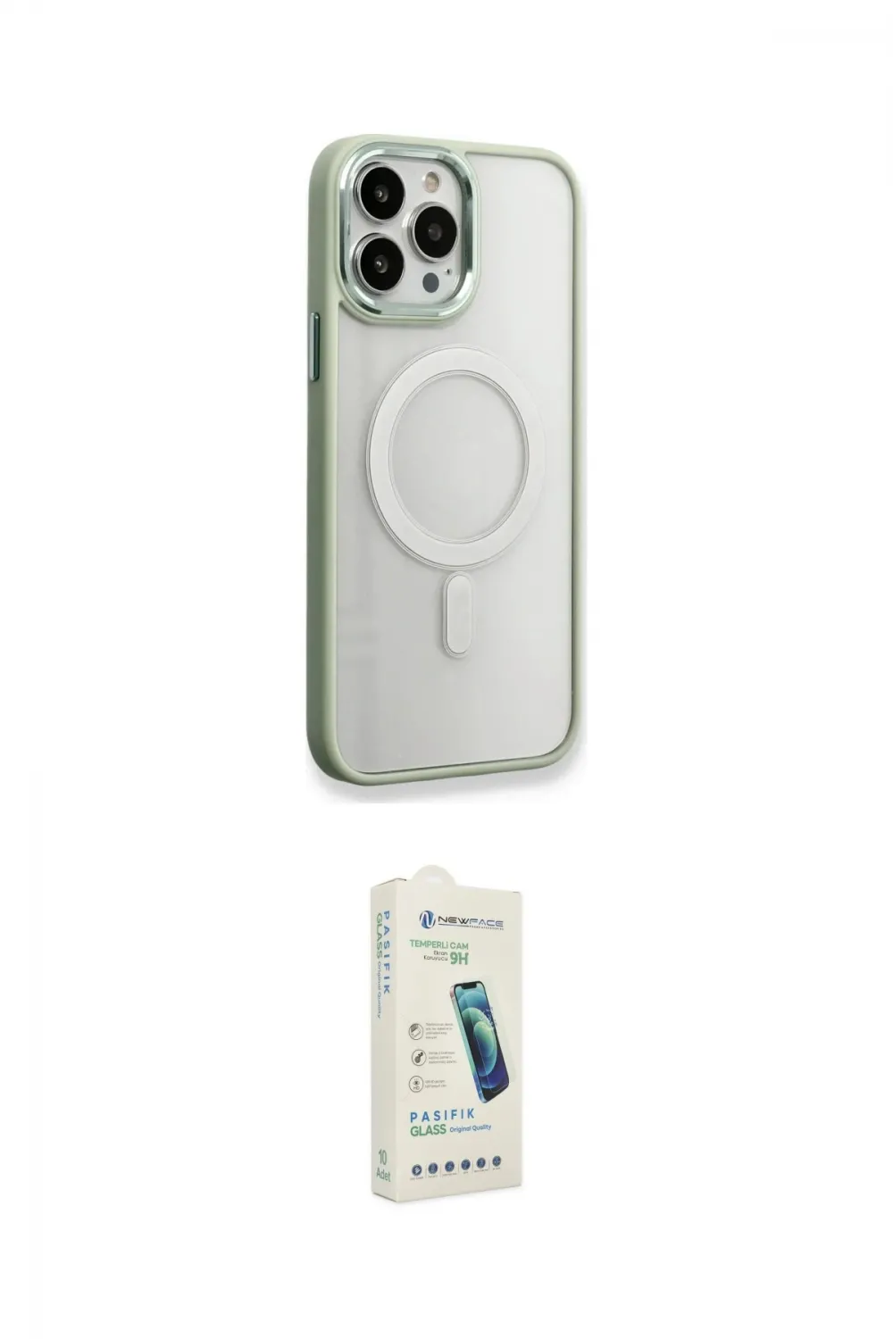 ieg™ iPhone 14 Pro Max Kılıf Yankı Işık Özel Seri - Şeffaf Pasifik Cam Ekran Koruyucu