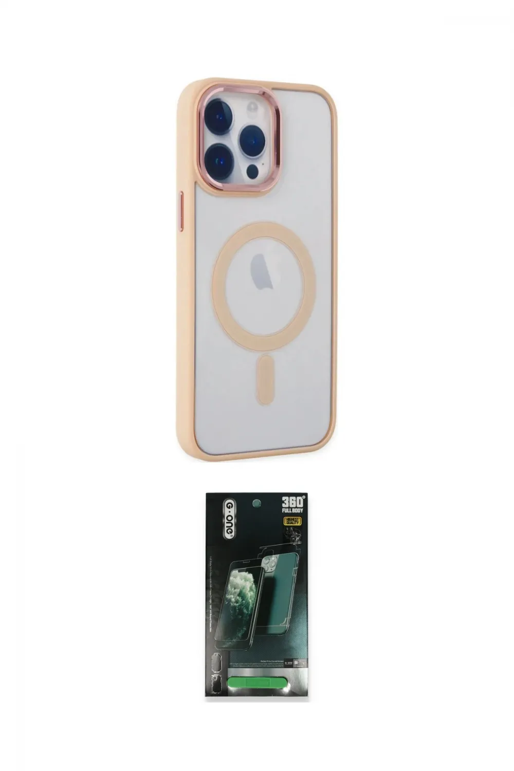 ieg™ iPhone 14 Pro Max Kılıf Yankı Işık Özel Seri - Siyah 360 Mat Full Body Arka Koruyucu