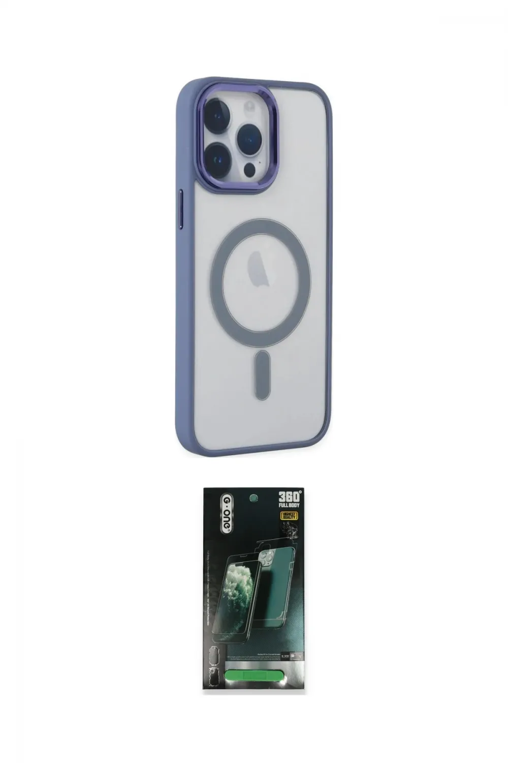 ieg™ iPhone 14 Pro Max Kılıf Yankı Işık Özel Seri - Siyah 360 Mat Full Body Arka Koruyucu