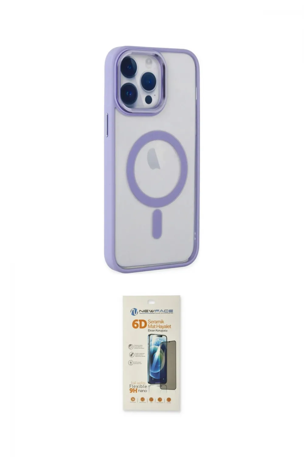 ieg™ iPhone 14 Pro Max Kılıf Yankı Işık Özel Seri - Siyah 6D Mat Seramik Hayalet Nano Ekran Koruyucu