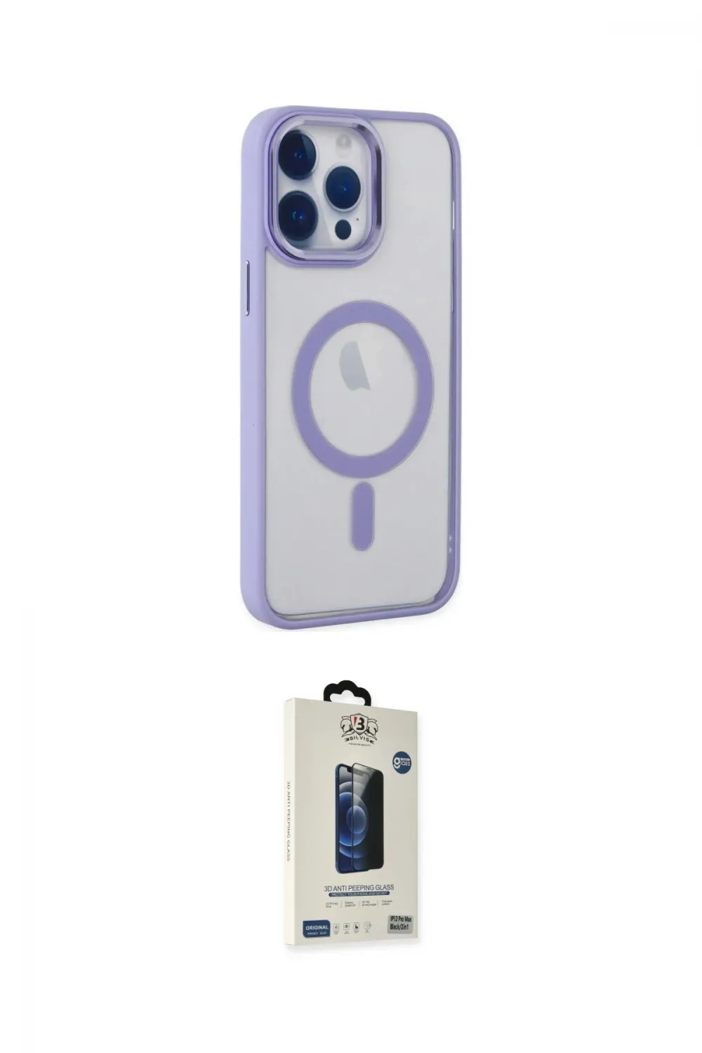 ieg™ iPhone 14 Pro Max Kılıf Yankı Işık Özel Seri - Siyah Bilvis Hayalet Cam Ekran Koruyucu