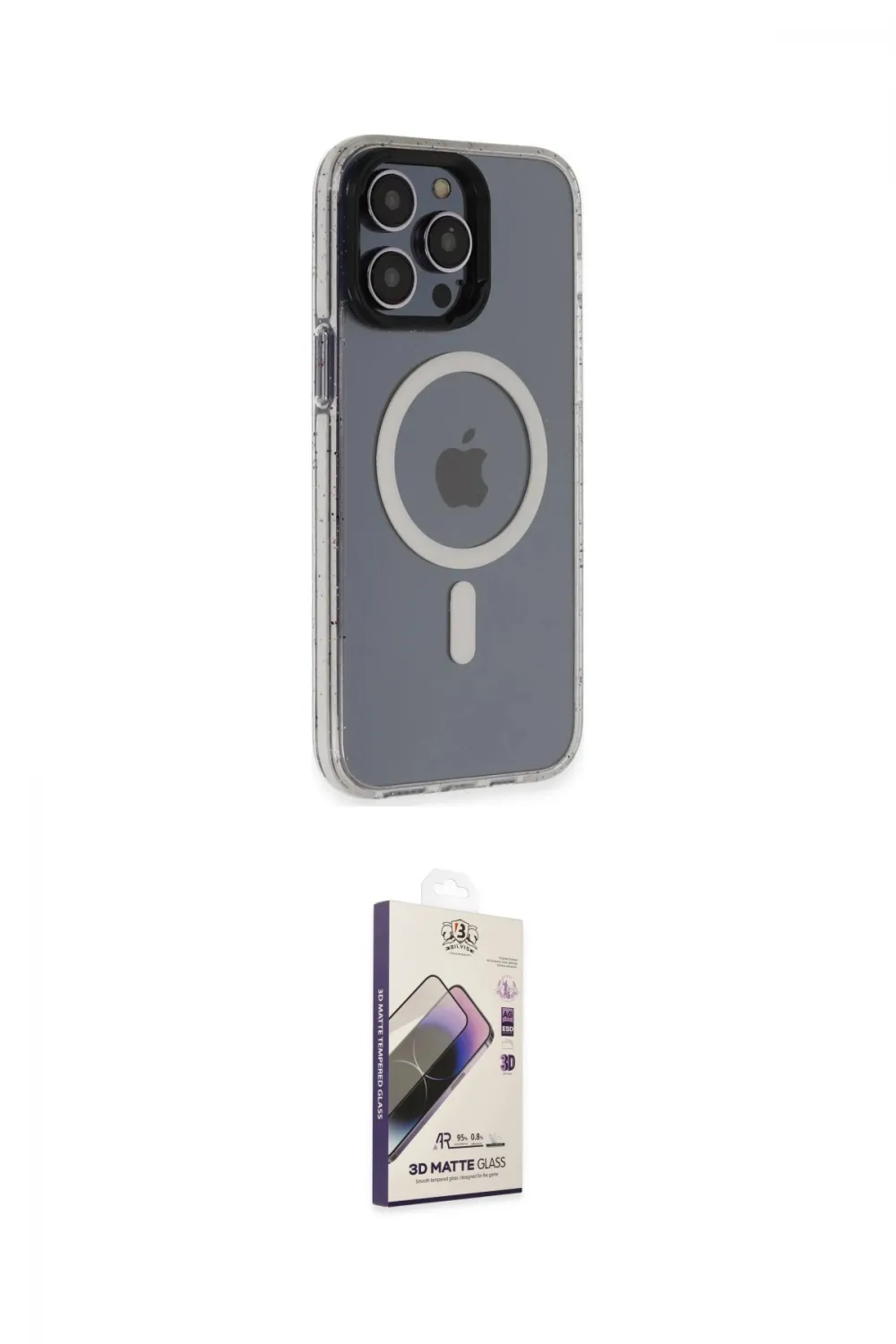 ieg™ iPhone 14 Pro Max Kılıf Yankı Işık Prime - Siyah Bilvis 3D Mat Cam Ekran Koruyucu