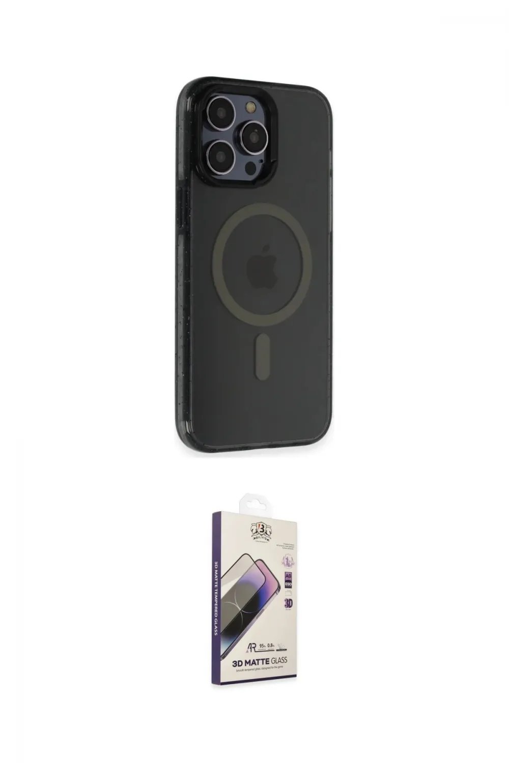 ieg™ iPhone 14 Pro Max Kılıf Yankı Işık Prime - Siyah Bilvis 3D Mat Cam Ekran Koruyucu