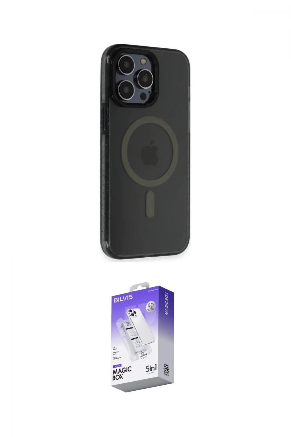 ieg™ iPhone 14 Pro Max Kılıf Yankı Işık Prime - Siyah Bilvis 5in1 3D Magic Cam Ekran Koruyucu