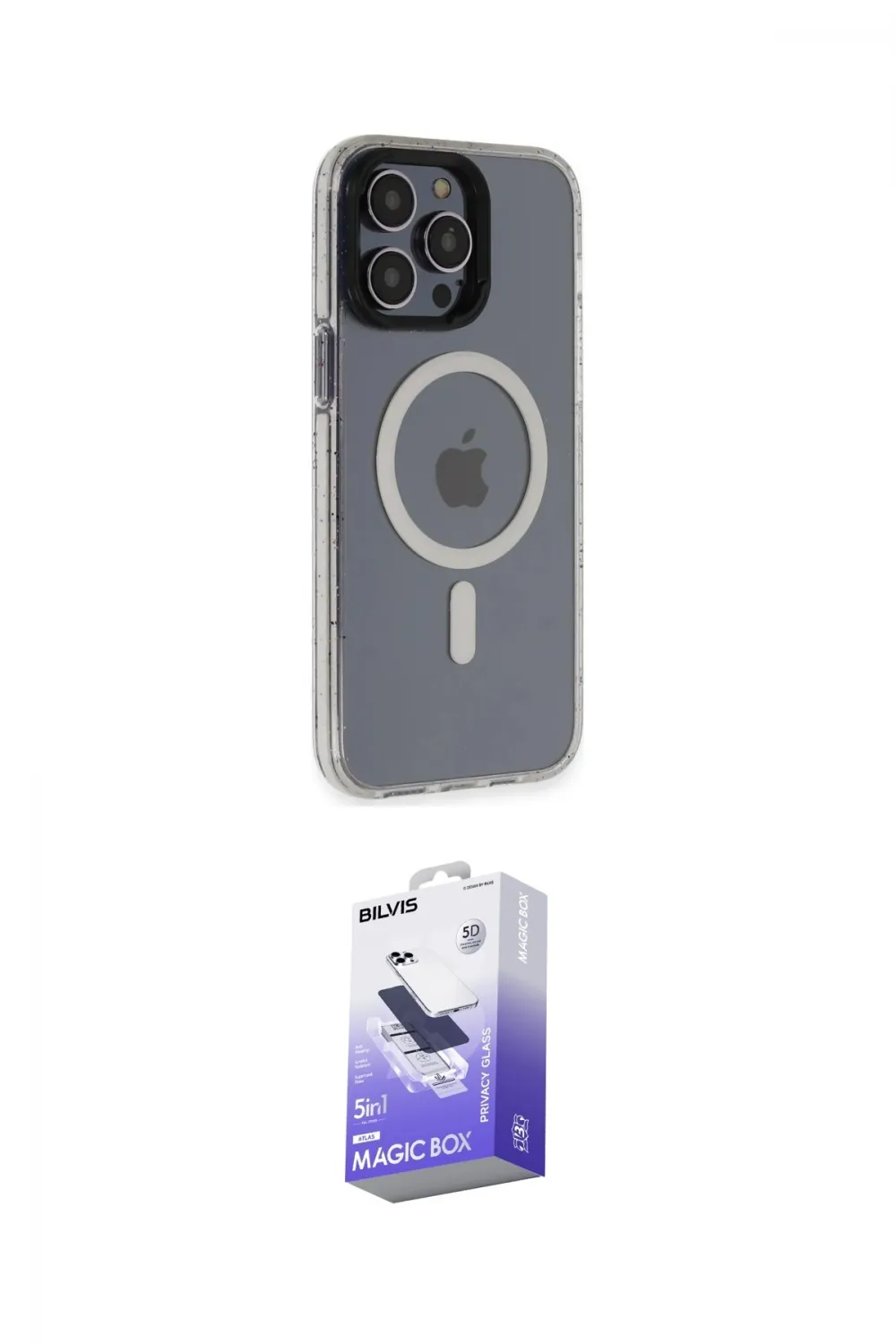 ieg™ iPhone 14 Pro Max Kılıf Yankı Işık Prime - Siyah Bilvis 5in1 5D Magic Hayalet Cam Ekran Koruyucu