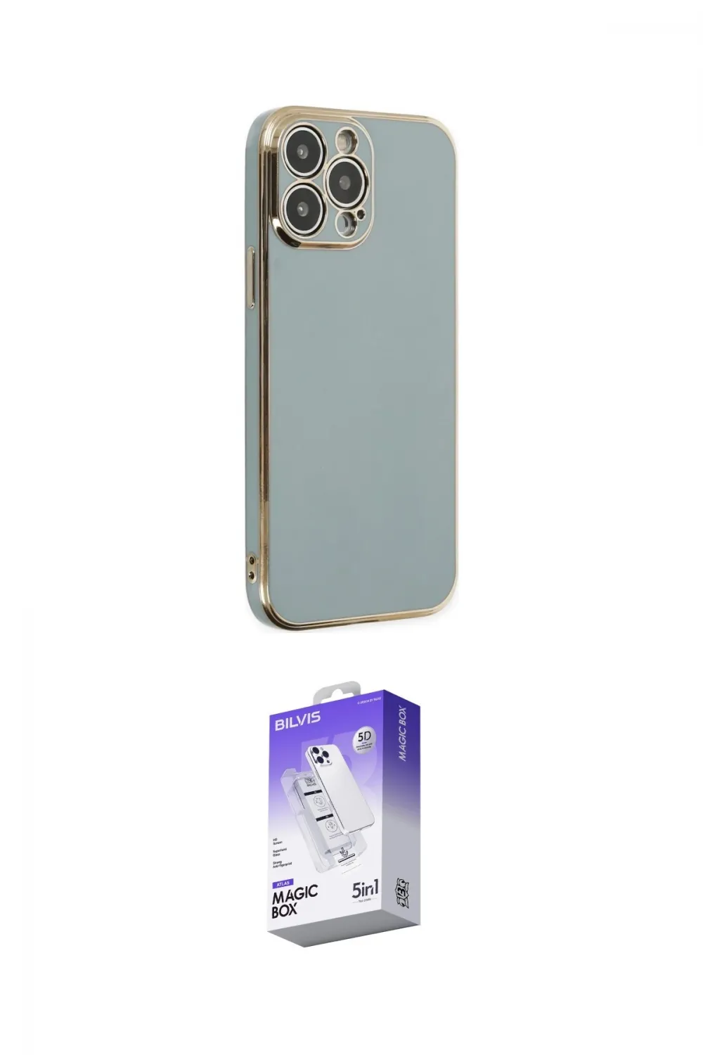 ieg™ iPhone 14 Pro Max Kılıf Yankı Serisi - Siyah Bilvis 5in1 3D Magic Cam Ekran Koruyucu