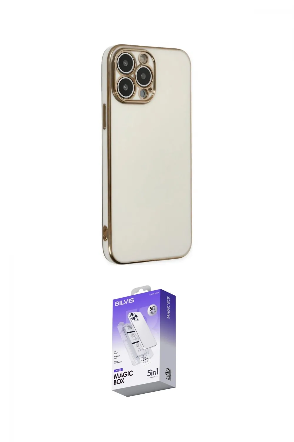 ieg™ iPhone 14 Pro Max Kılıf Yankı Serisi - Siyah Bilvis 5in1 3D Magic Cam Ekran Koruyucu
