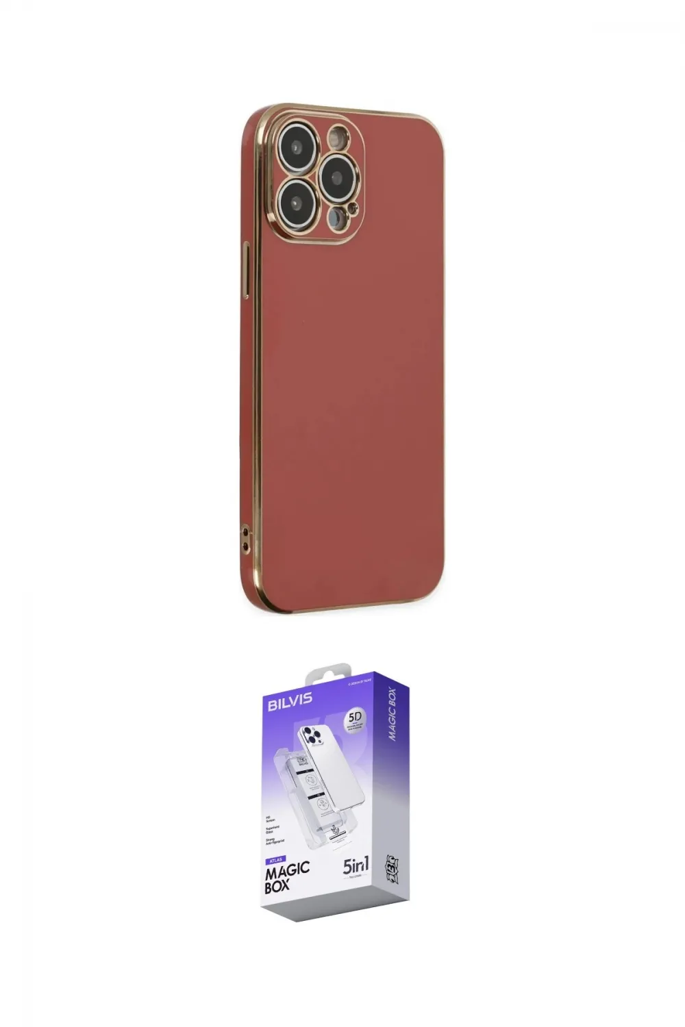 ieg™ iPhone 14 Pro Max Kılıf Yankı Serisi - Siyah Bilvis 5in1 3D Magic Cam Ekran Koruyucu
