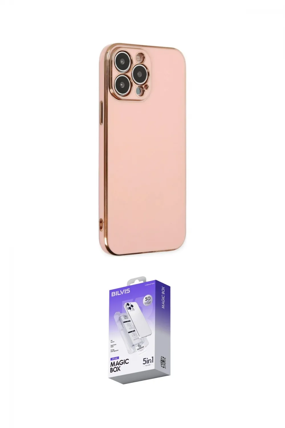 ieg™ iPhone 14 Pro Max Kılıf Yankı Serisi - Siyah Bilvis 5in1 3D Magic Cam Ekran Koruyucu