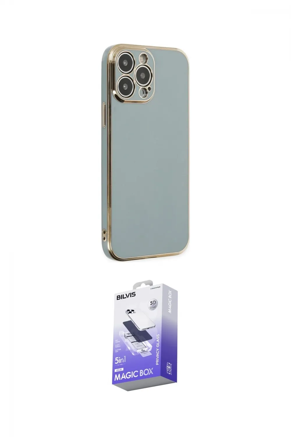 ieg™ iPhone 14 Pro Max Kılıf Yankı Serisi - Siyah Bilvis 5in1 5D Magic Hayalet Cam Ekran Koruyucu